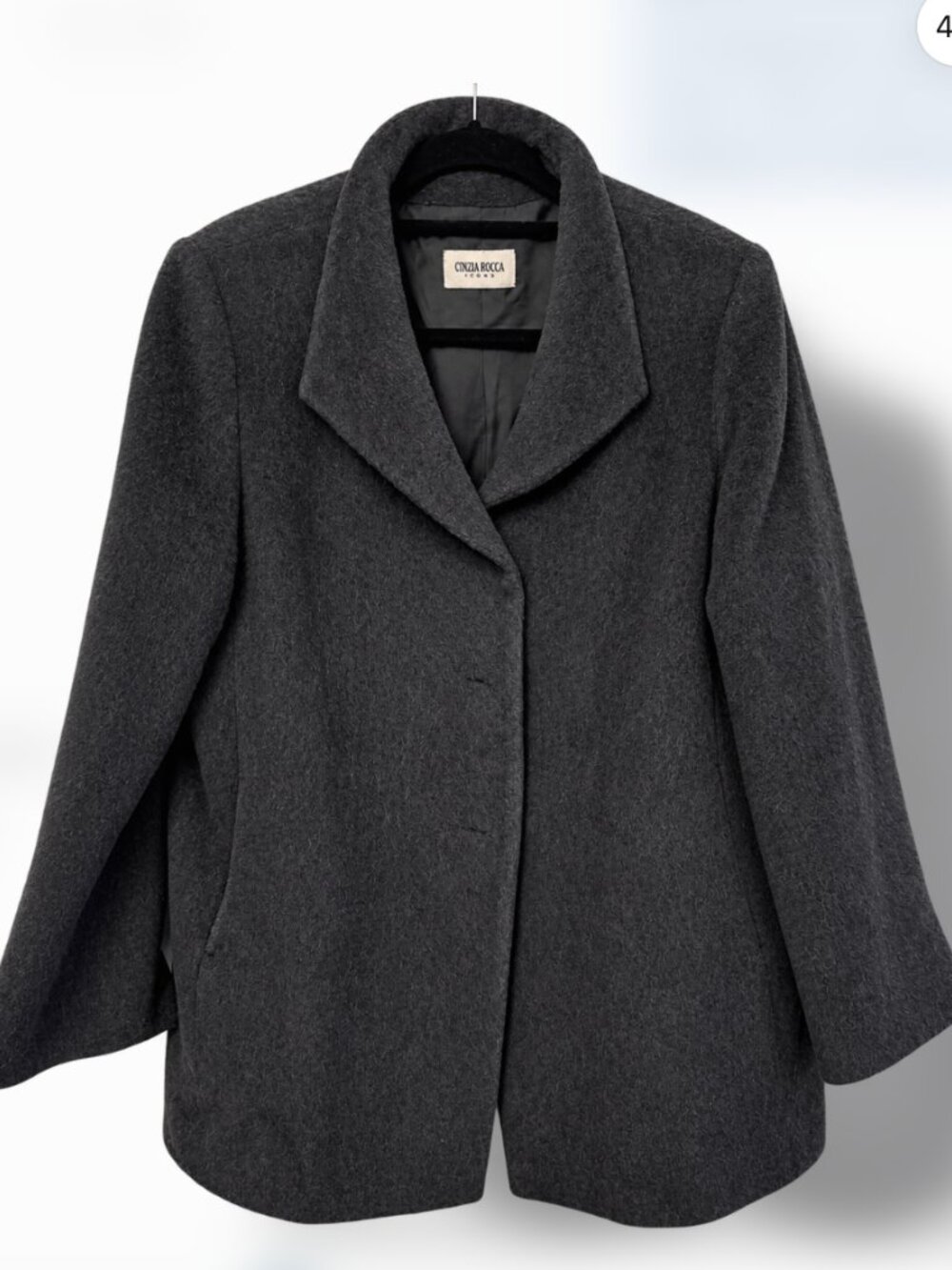 Cinzia Rocca Icons Italian Wool Coat Charcoal Grey Approx Size 14